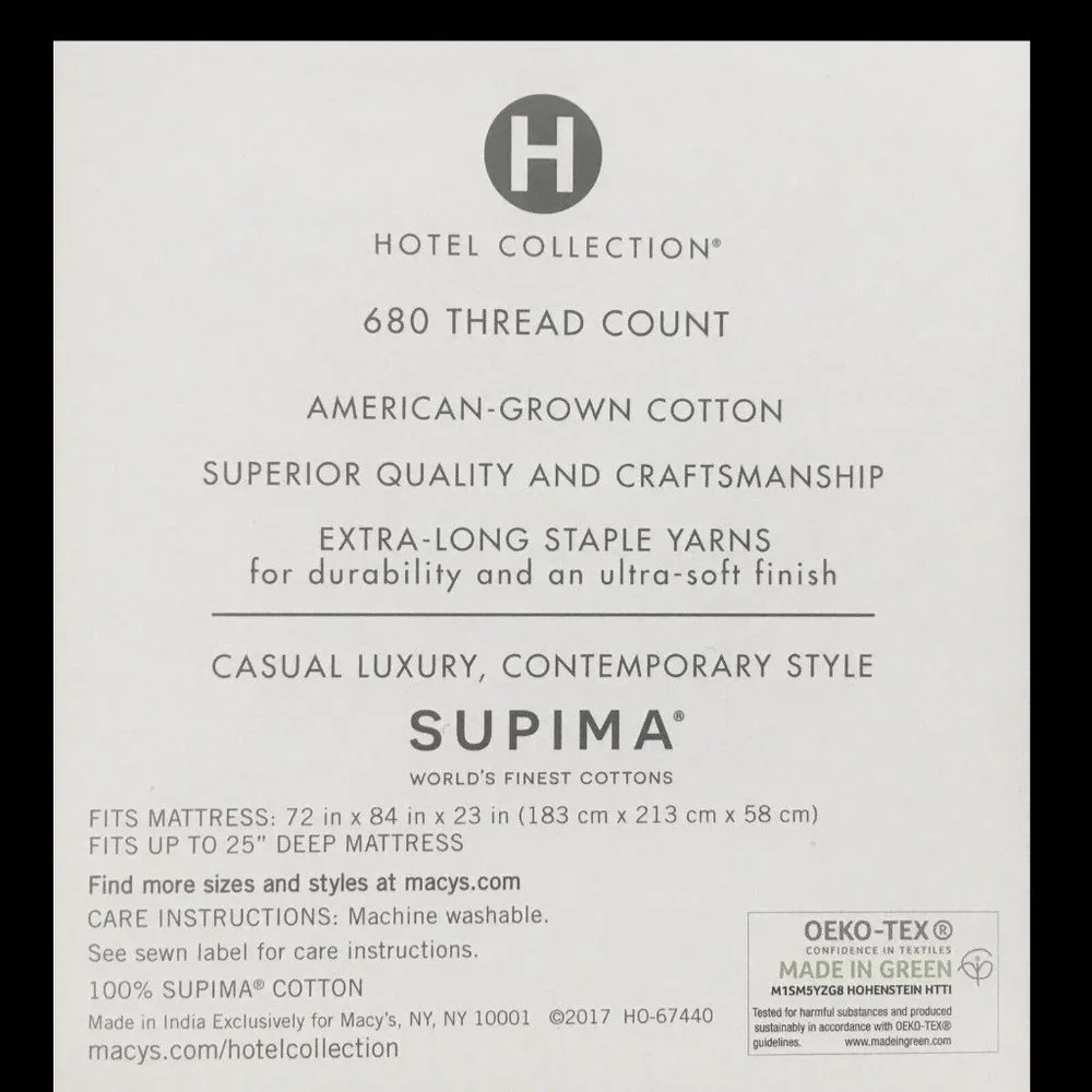 new BLACK Hotel Collection 680 TC 100% Cotton CAL KING EXTRA DEEP Fitted Sheet